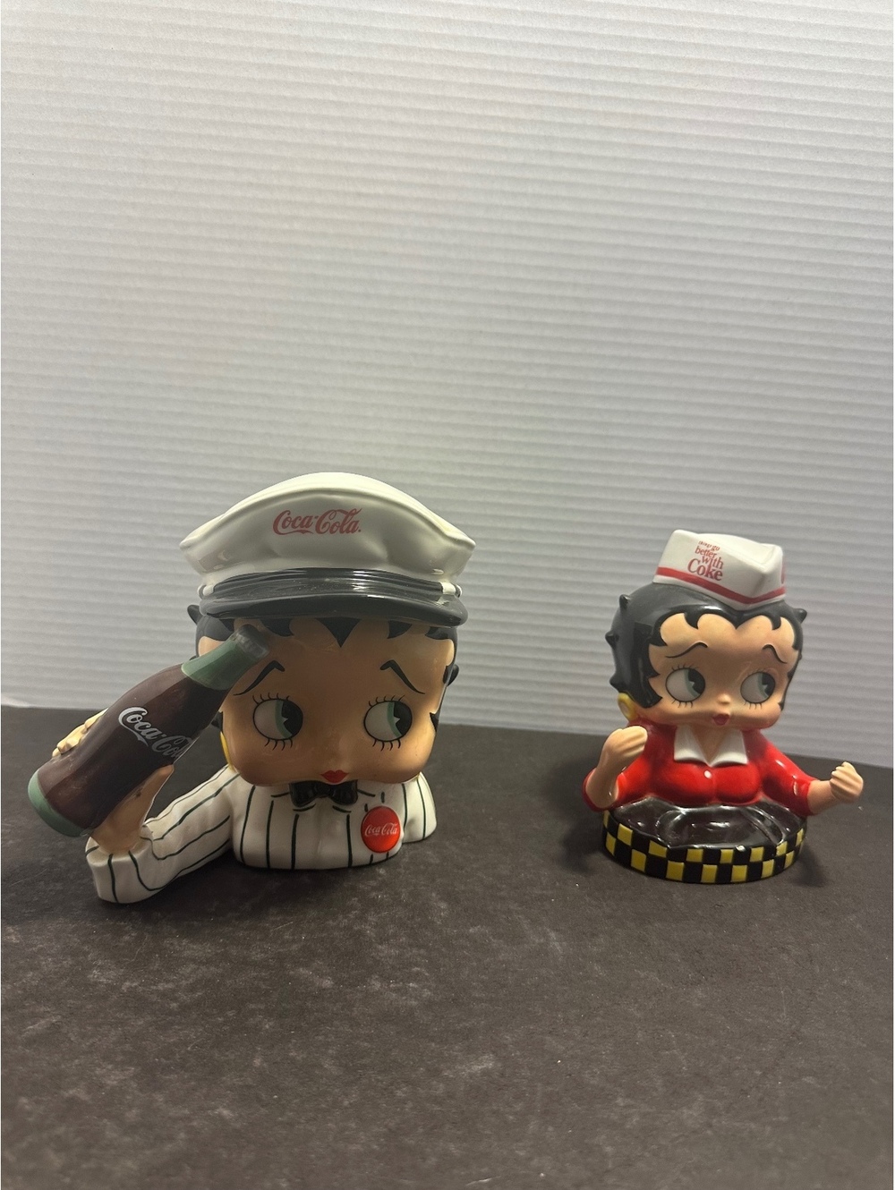 Betty Boop Coca Cola figurines lot of 2 vintage style diner collectibles